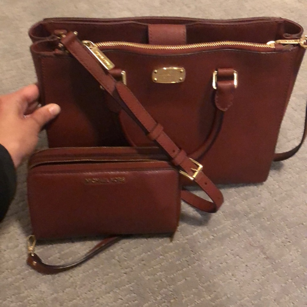 Michael Kors Burgundy bag with matching wallet